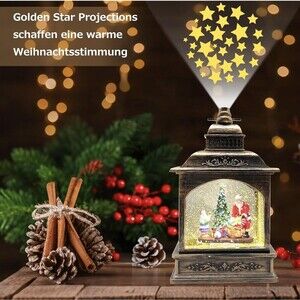 Santa Musical Snow Globe Lantern Projection Light Timer, Lighted Usb/Battery